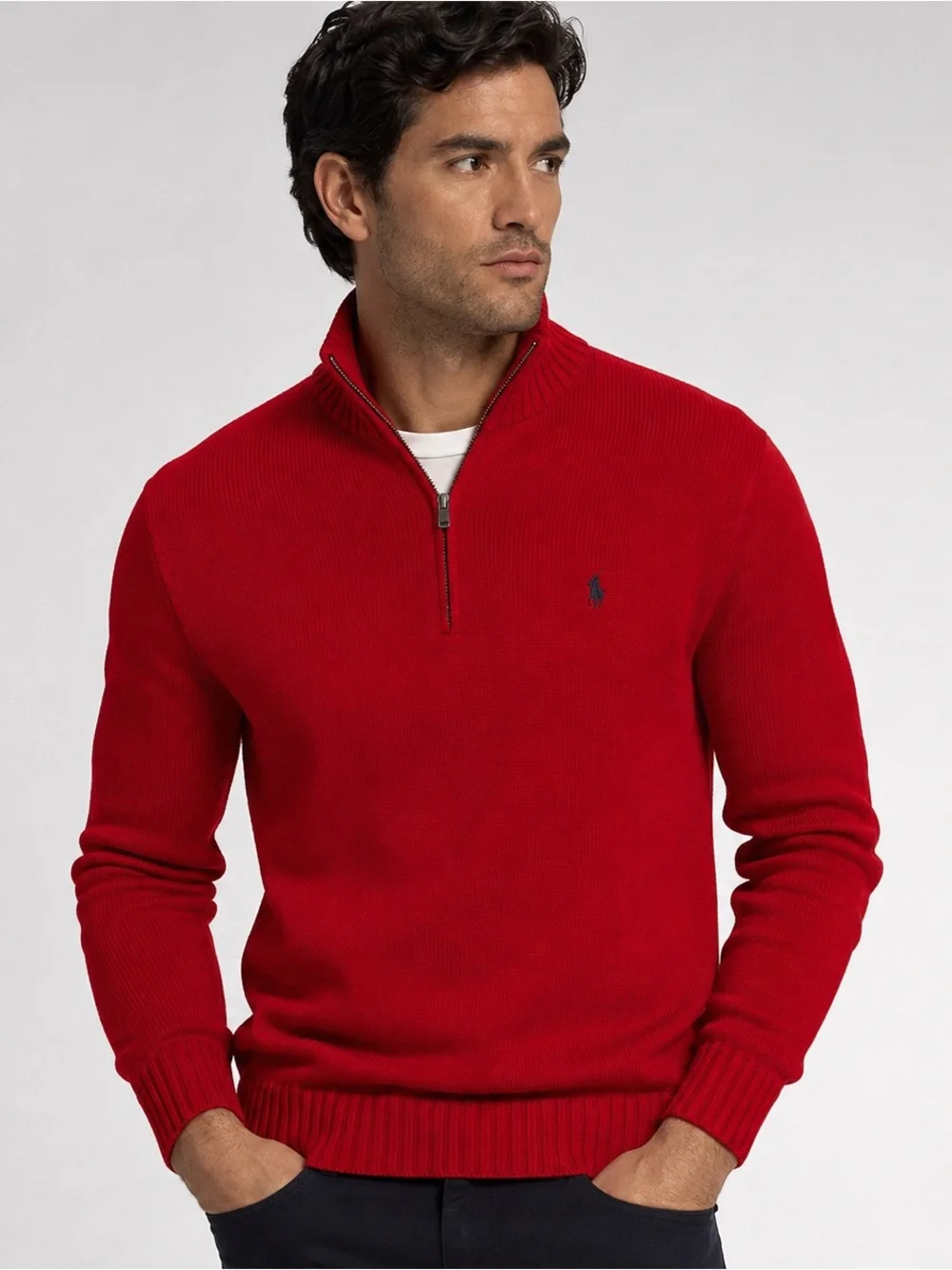 Ralph Lauren Men’s Red Zip-Neck Knit Sweater Med